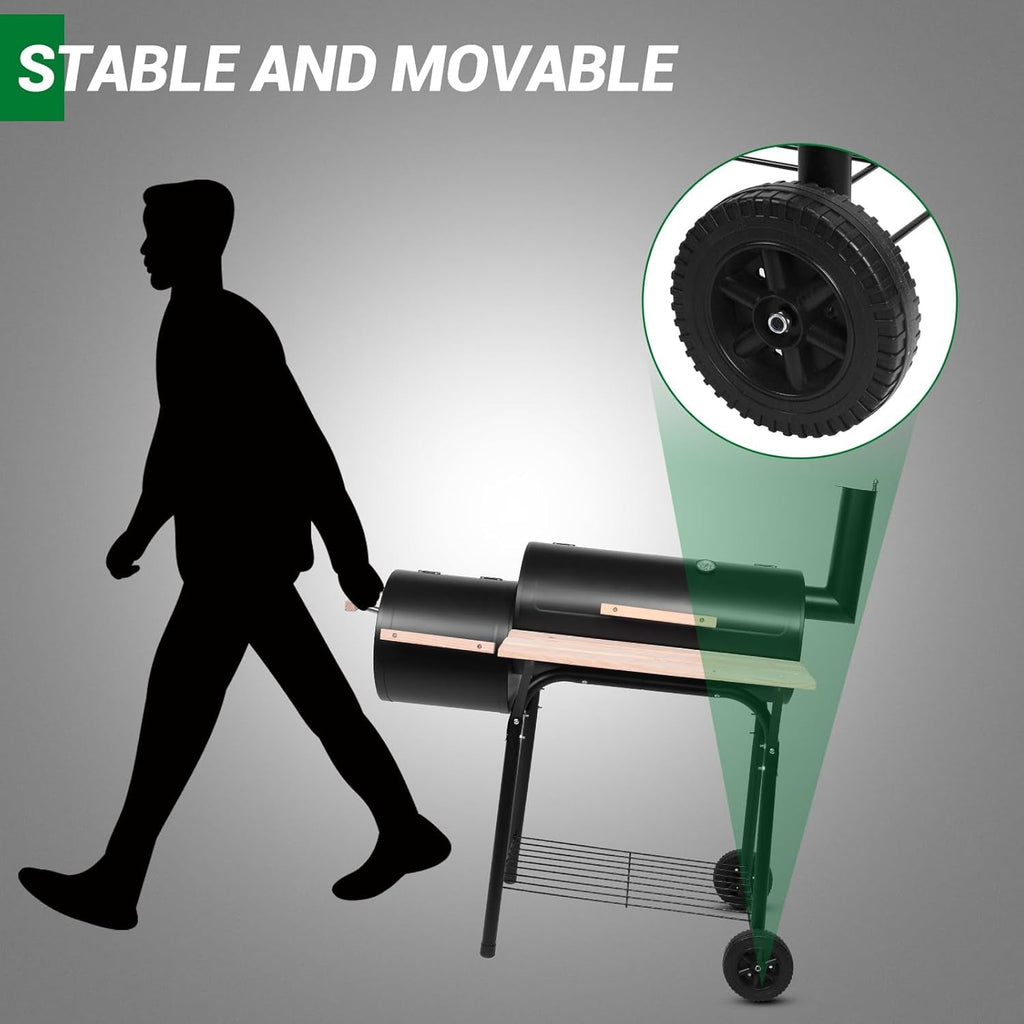 Offset Charcoal Smoker Barbecue Grill Large Chamber-2
