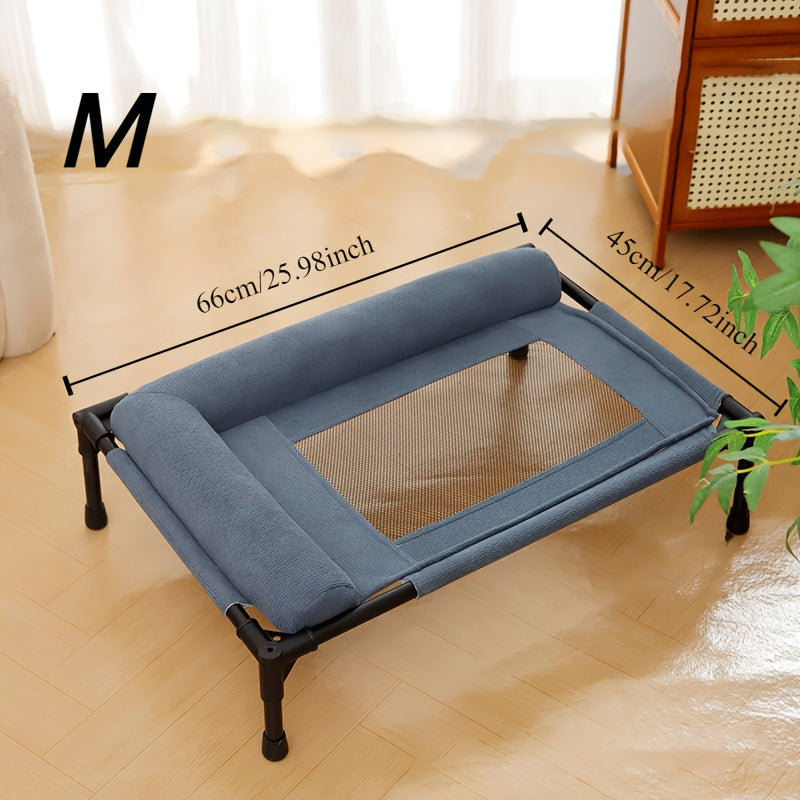 NNETM Cooling Raised Dog Bed with Pillow Support-3