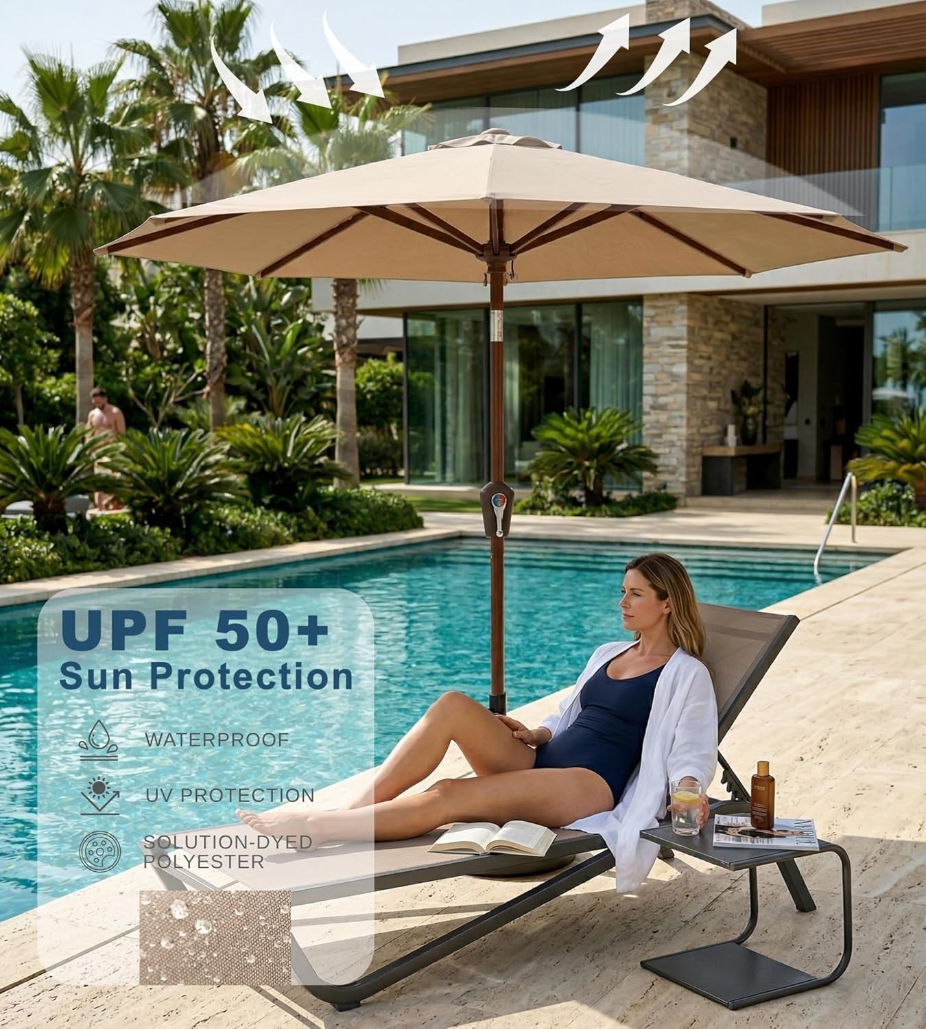 Patio kingdom 10ft Weather Resistant Patio Umbrella With Tilt Crank