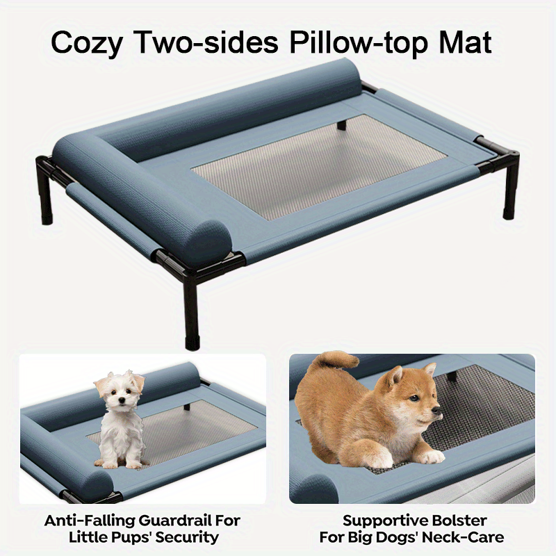 NNETM Cooling Raised Dog Bed with Pillow Support-2