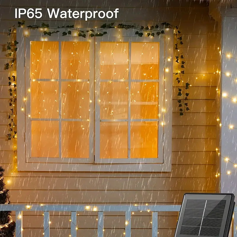 NNETM 110ft Solar String Lights: 300 LED Waterproof Fairy Lights