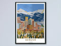 Denver Skyline Retro Poster: Rocky Mountain Horizon Autumn Wall Art-0