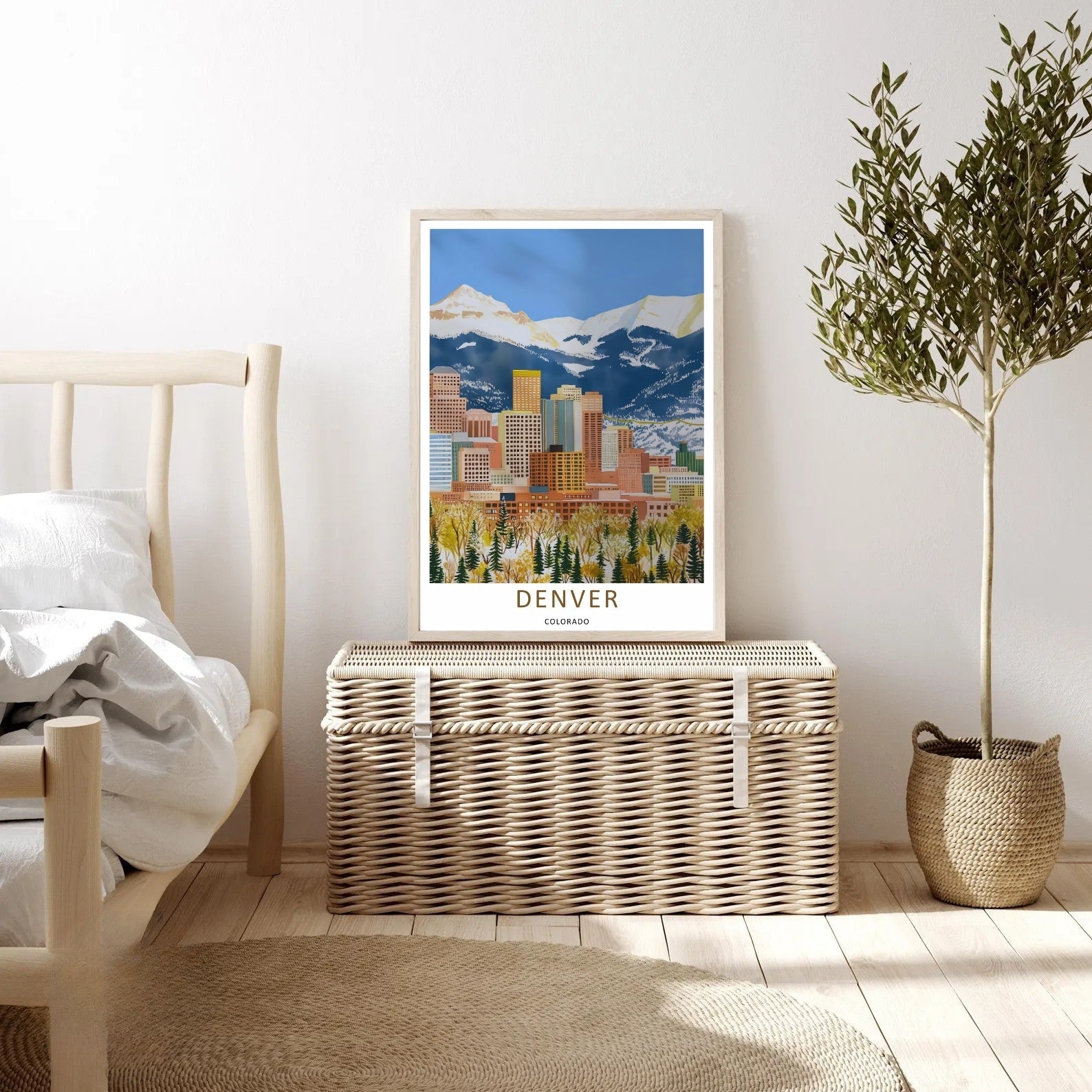 Denver Skyline Retro Poster: Rocky Mountain Horizon Autumn Wall Art-4