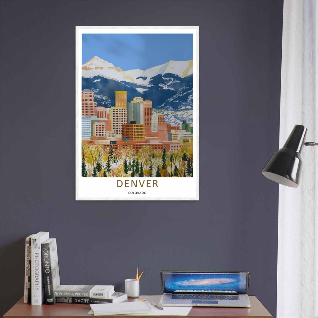 Denver Skyline Retro Poster: Rocky Mountain Horizon Autumn Wall Art-1
