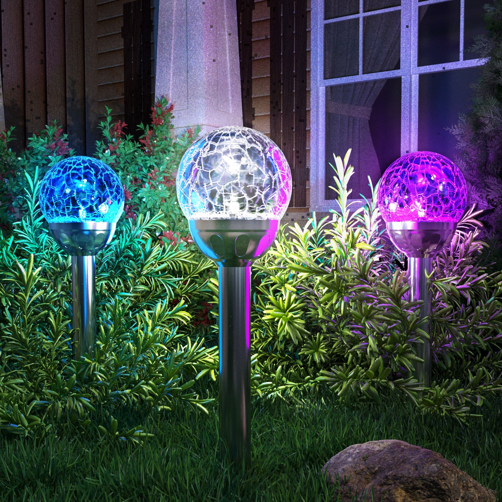 GIGALUMI Solar Outdoor, Cracked Glass Ball Solar Garden Lights-3