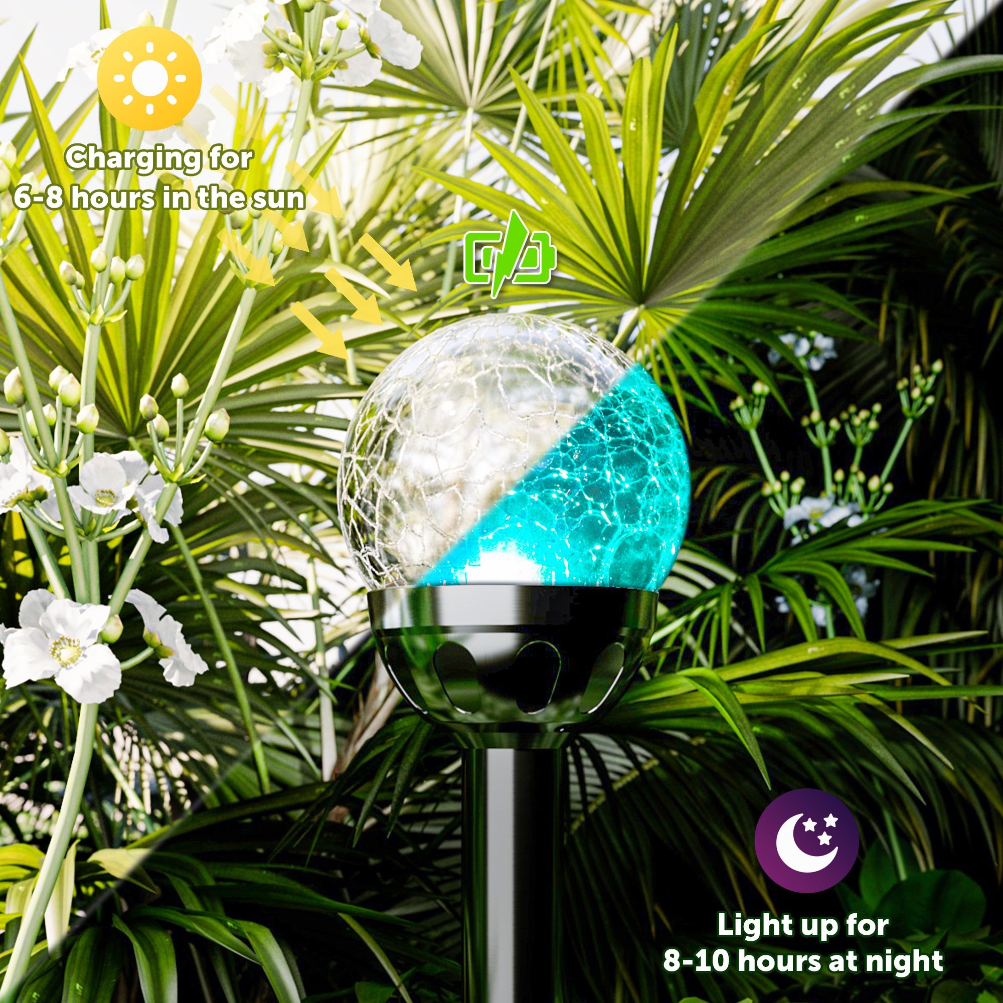GIGALUMI Solar Outdoor, Cracked Glass Ball Solar Garden Lights-0