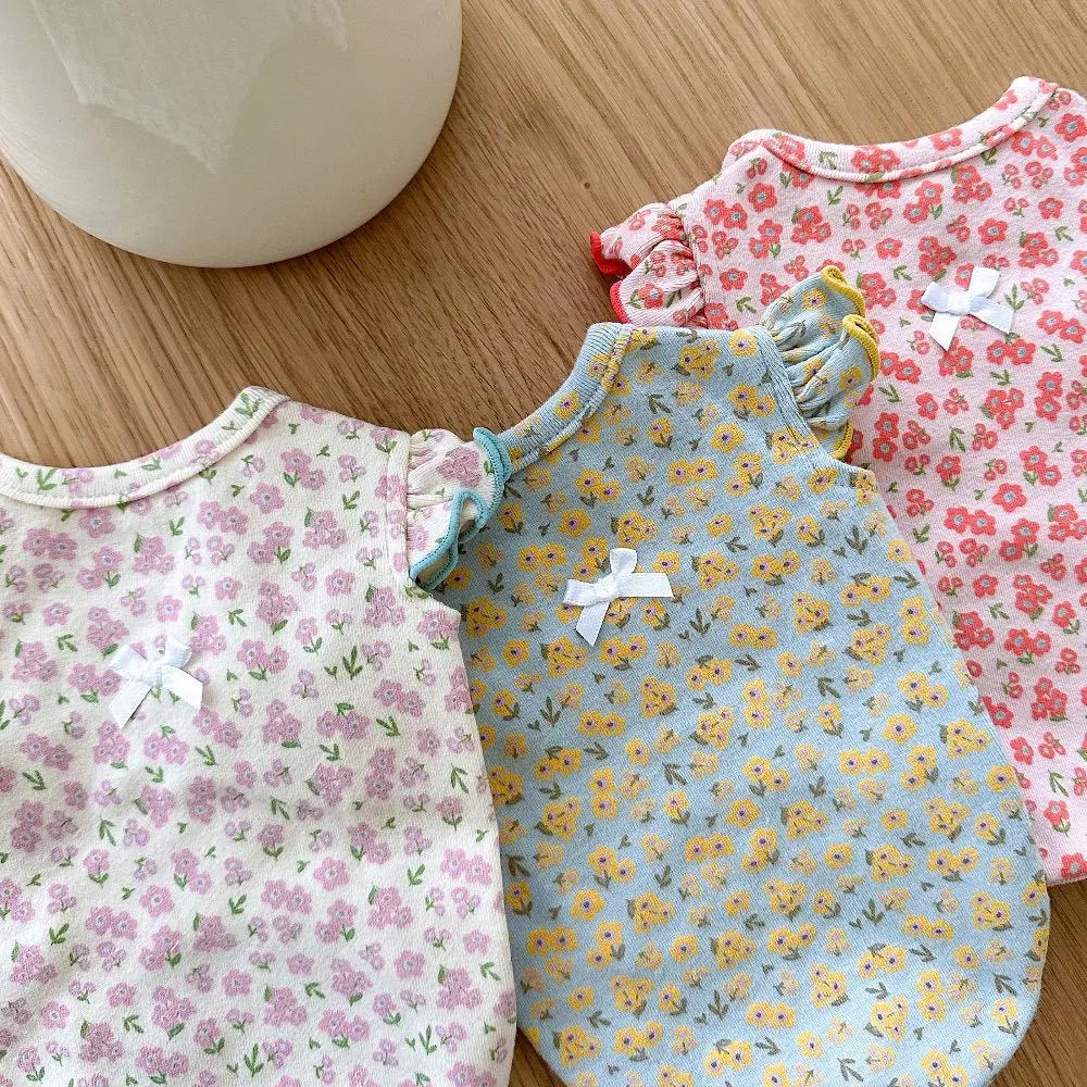 Summer Floral Dog Vest Cute Puppy T-Shirt-0