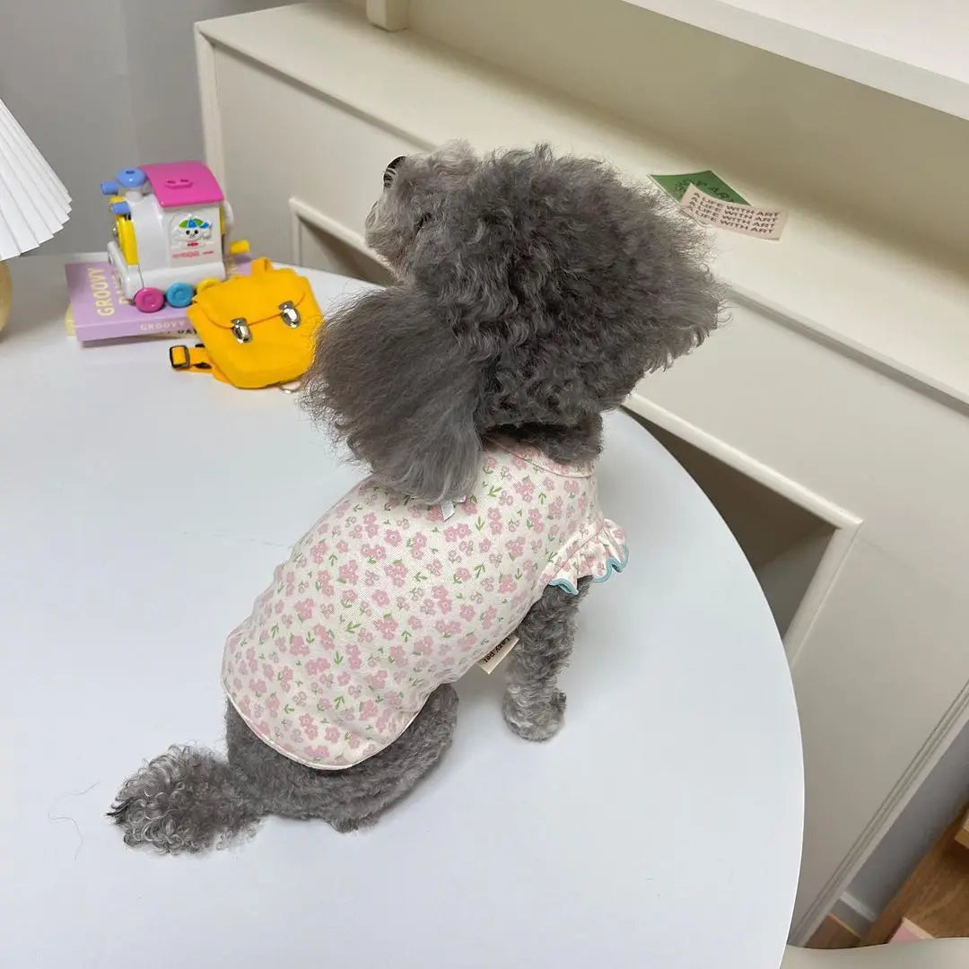 Summer Floral Dog Vest Cute Puppy T-Shirt-2