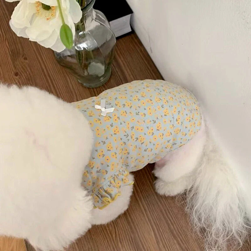 Summer Floral Dog Vest Cute Puppy T-Shirt-6