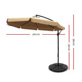 NNEDSZ 3M Umbrella with 48x48cm Base Outdoor Umbrellas Cantilever Sun Beach UV Beige