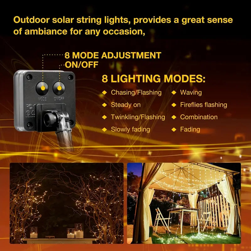 NNETM 110ft Solar String Lights: 300 LED Waterproof Fairy Lights