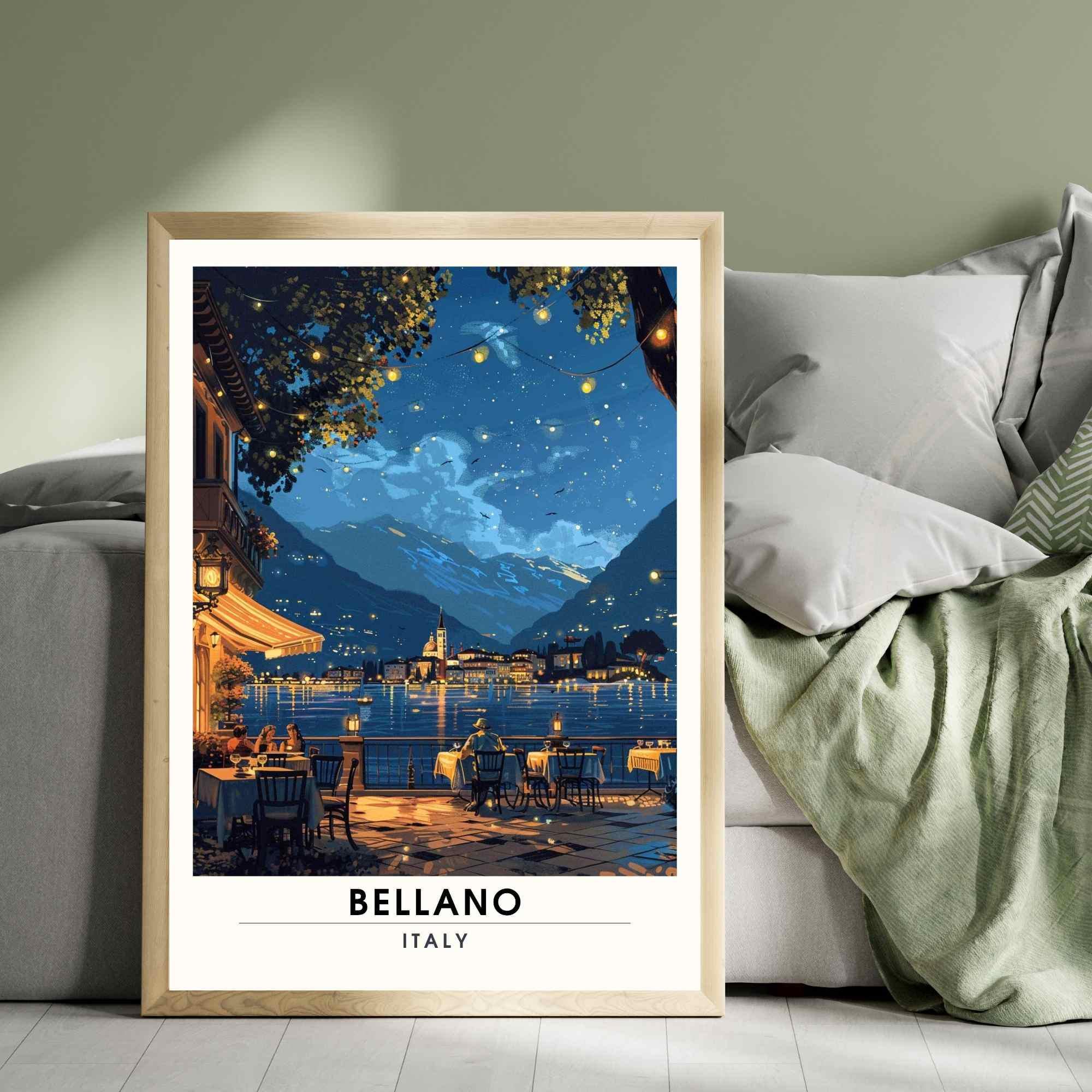 Affiche Bellano | Impression Bellano, Italie | Affiche Lac de Côme la nuit-1