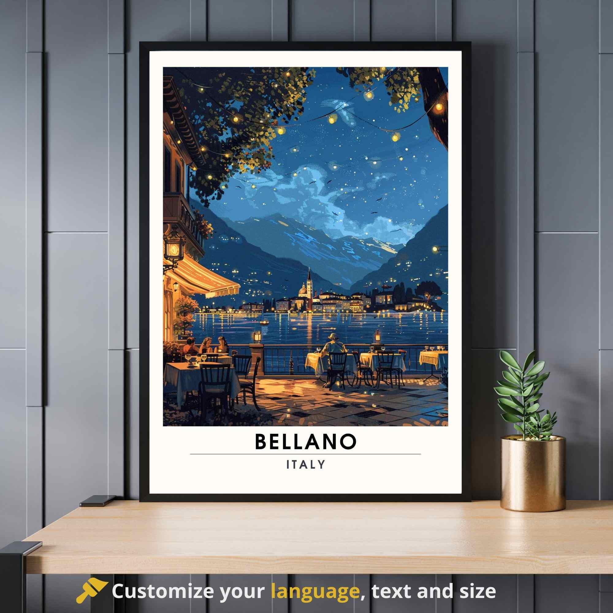Affiche Bellano | Impression Bellano, Italie | Affiche Lac de Côme la nuit-0