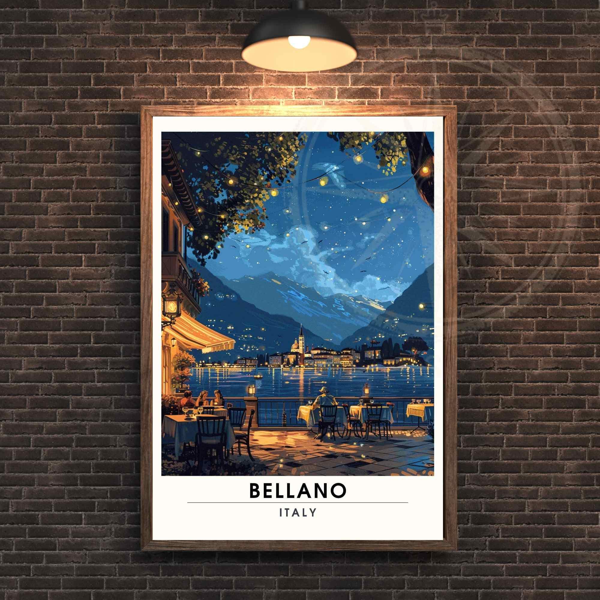 Affiche Bellano | Impression Bellano, Italie | Affiche Lac de Côme la nuit-2