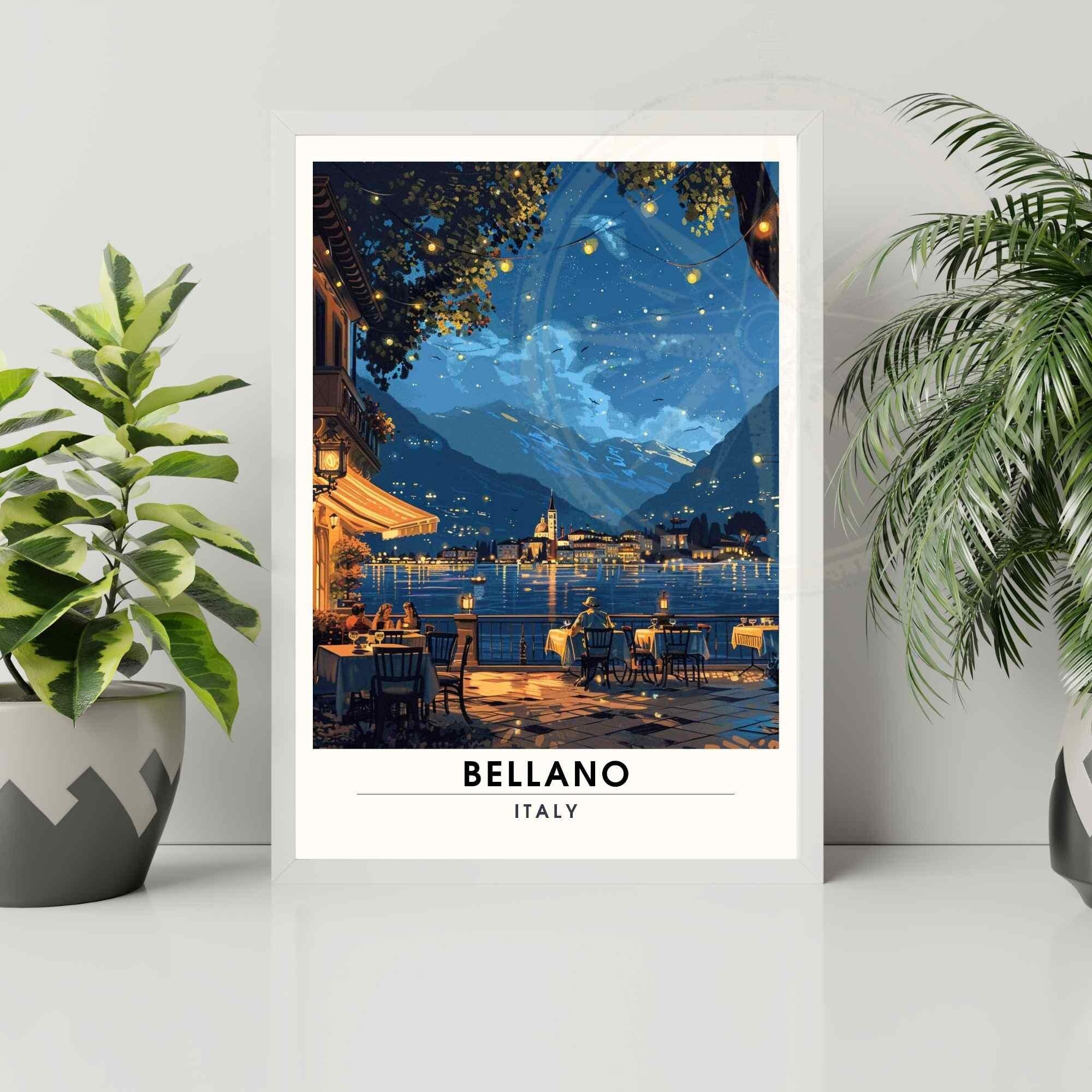 Affiche Bellano | Impression Bellano, Italie | Affiche Lac de Côme la nuit-3