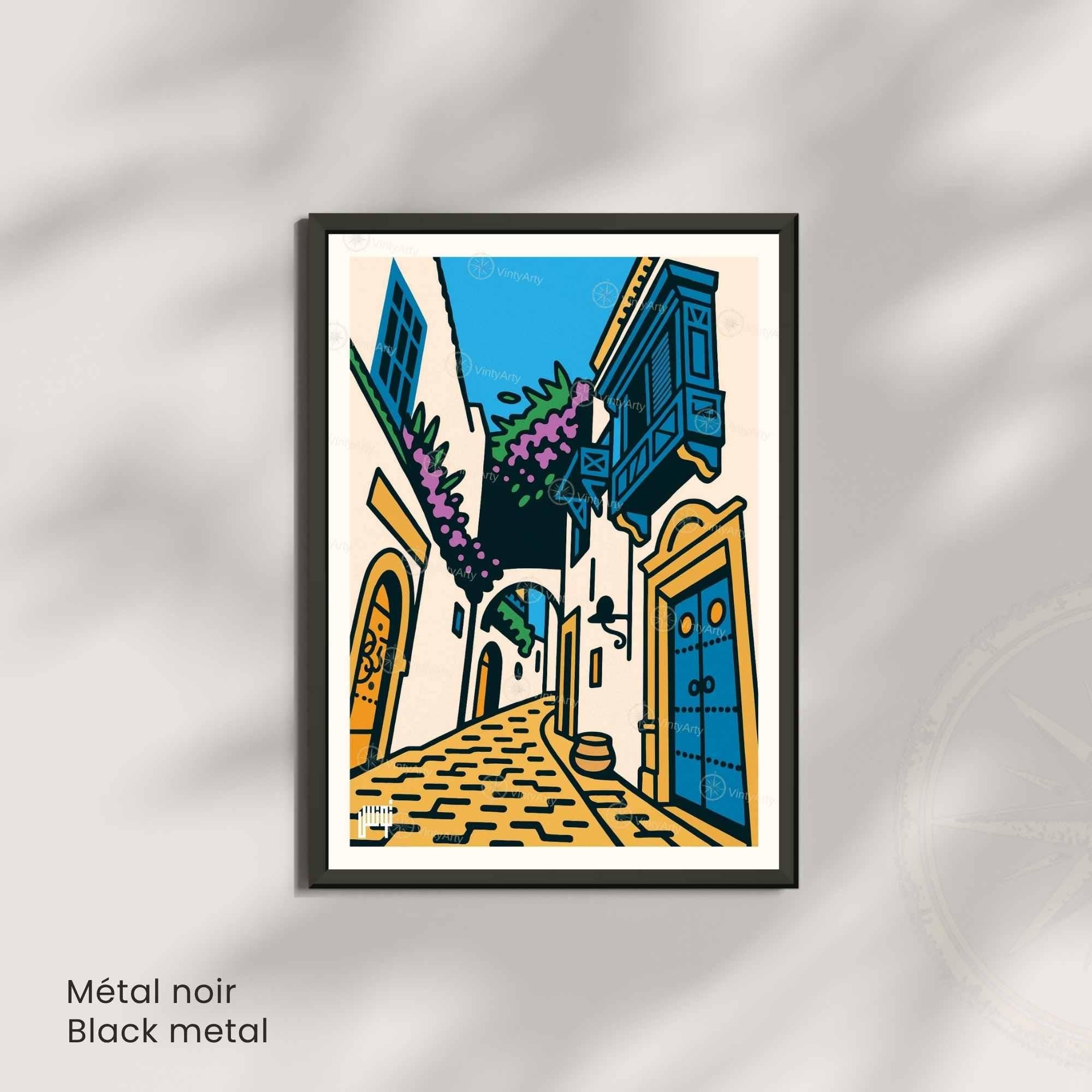 Affiche Tunisie – Ruelle aux Portes Bleues-3