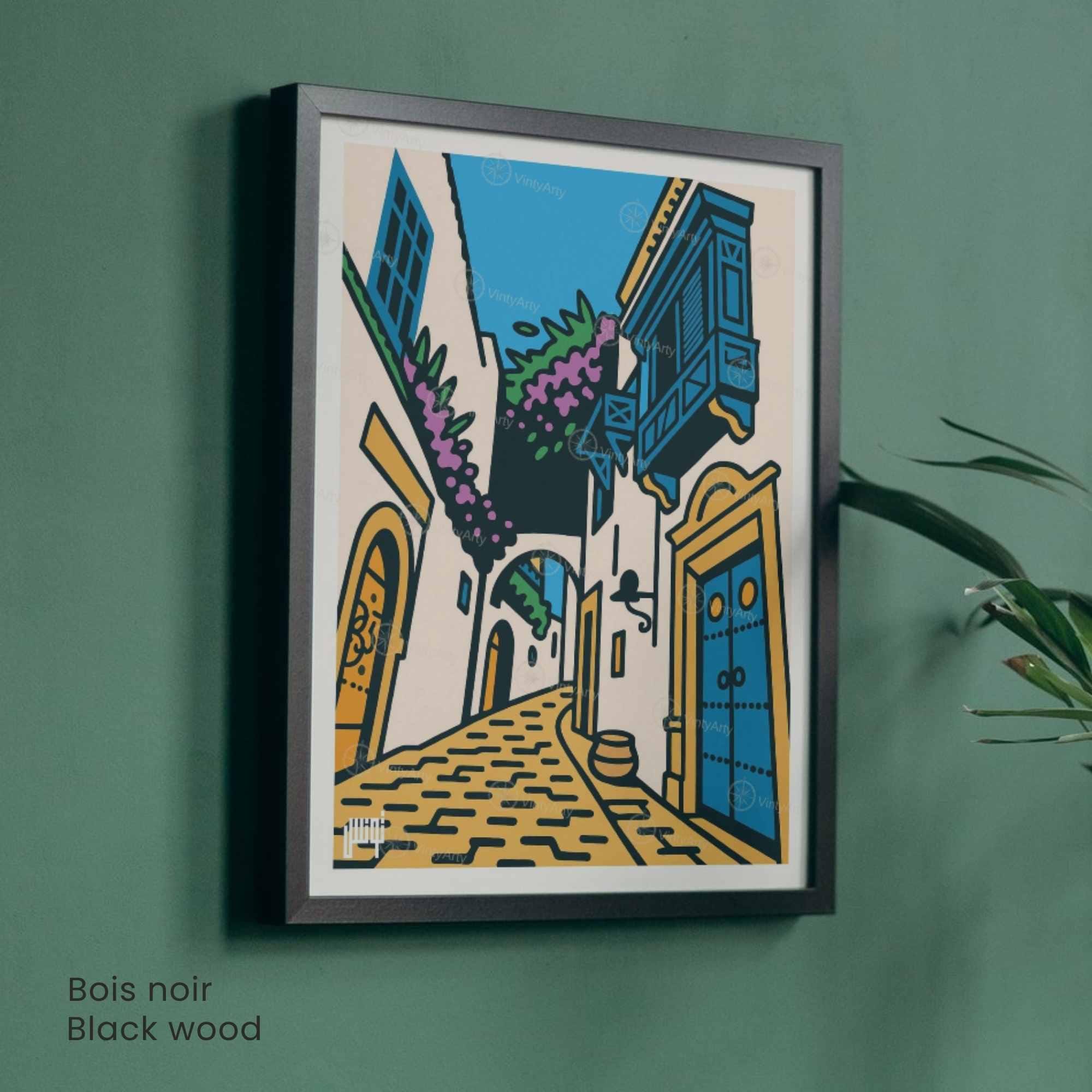Affiche Tunisie – Ruelle aux Portes Bleues-1