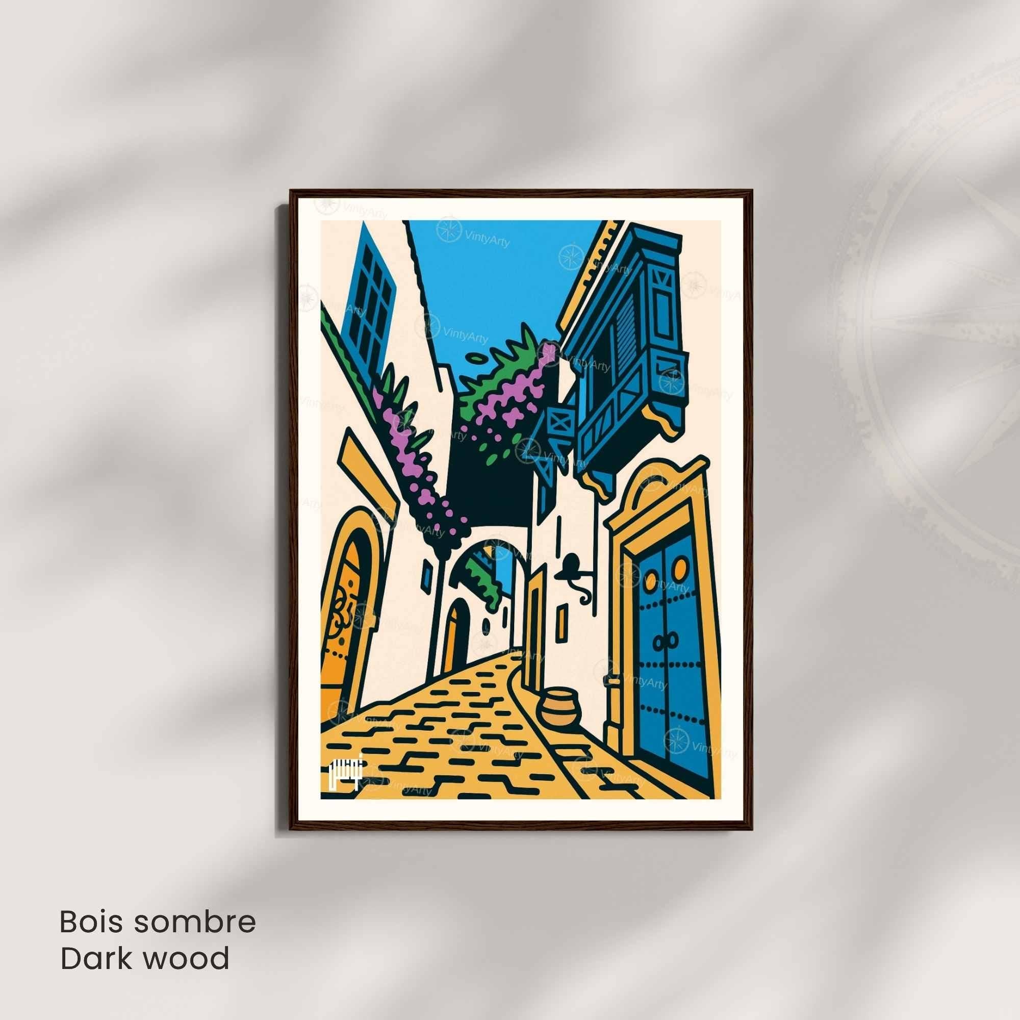 Affiche Tunisie – Ruelle aux Portes Bleues-2